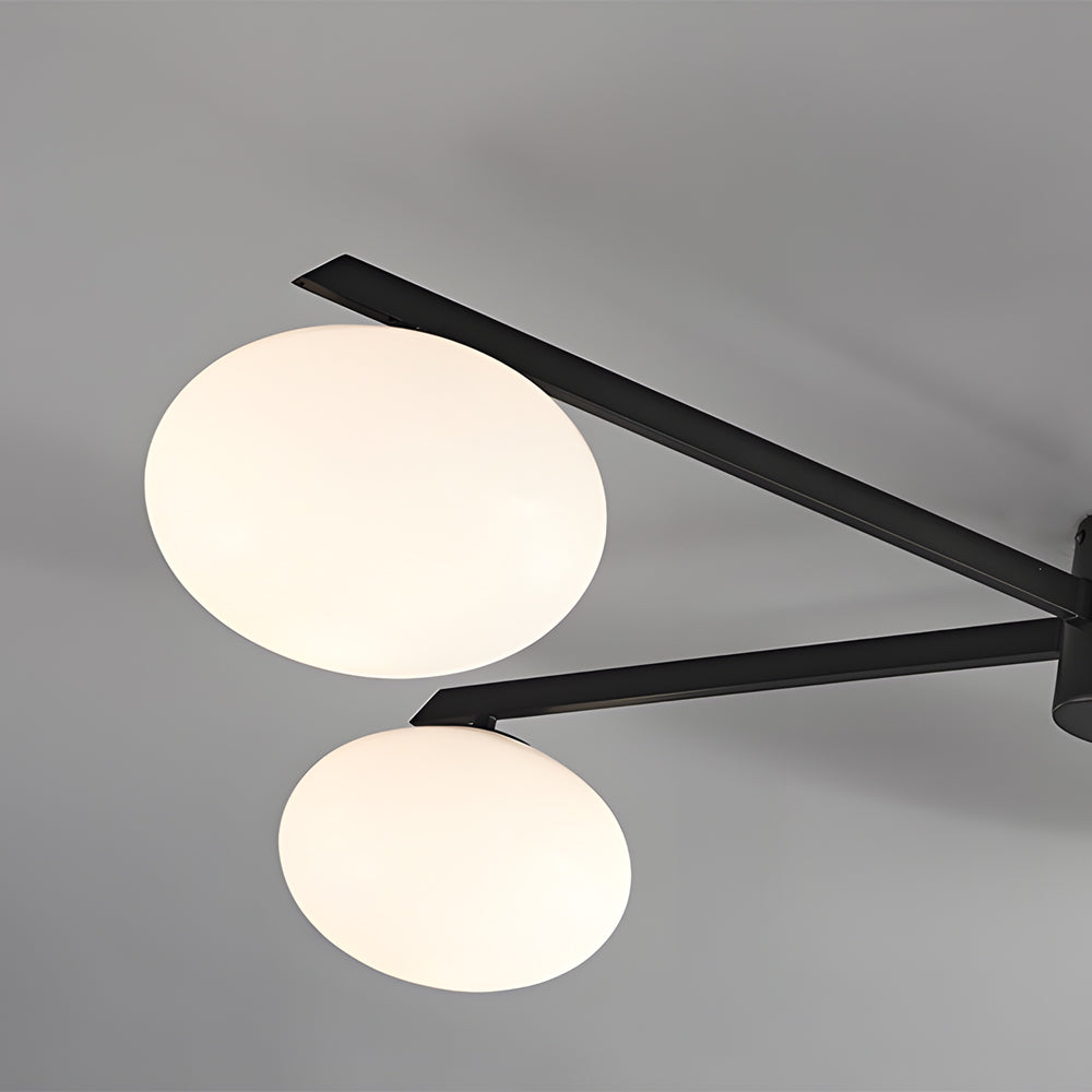 White Glass Bubble Black Semi Flush Ceiling Light