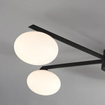 White Glass Bubble Black Semi Flush Ceiling Light