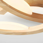 Multi Lights Floral Design Wood Semi Flush Mount Ceiling Light For Living Room