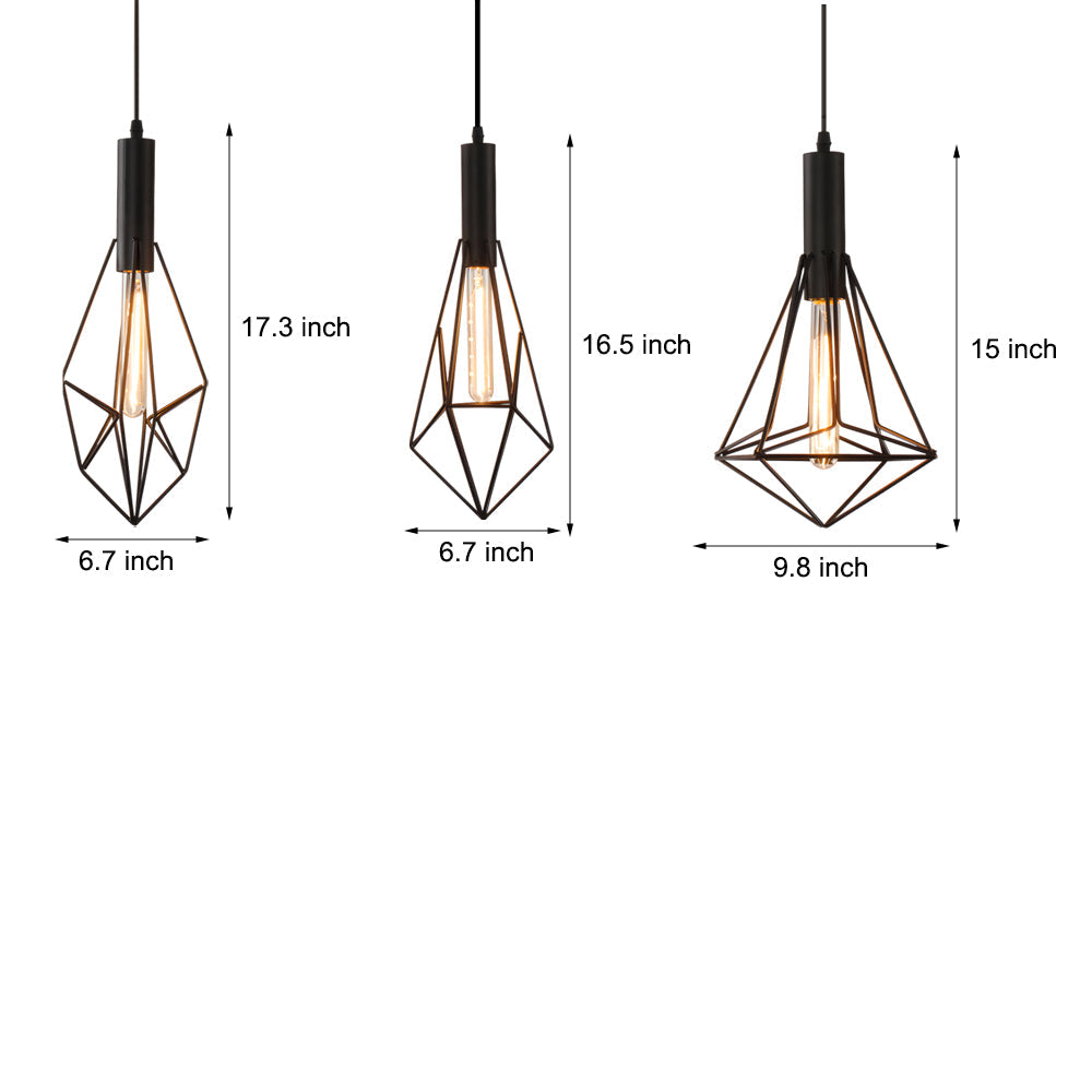 Geometric Lines Black Retro Industrial Style Chandelier Li002719
