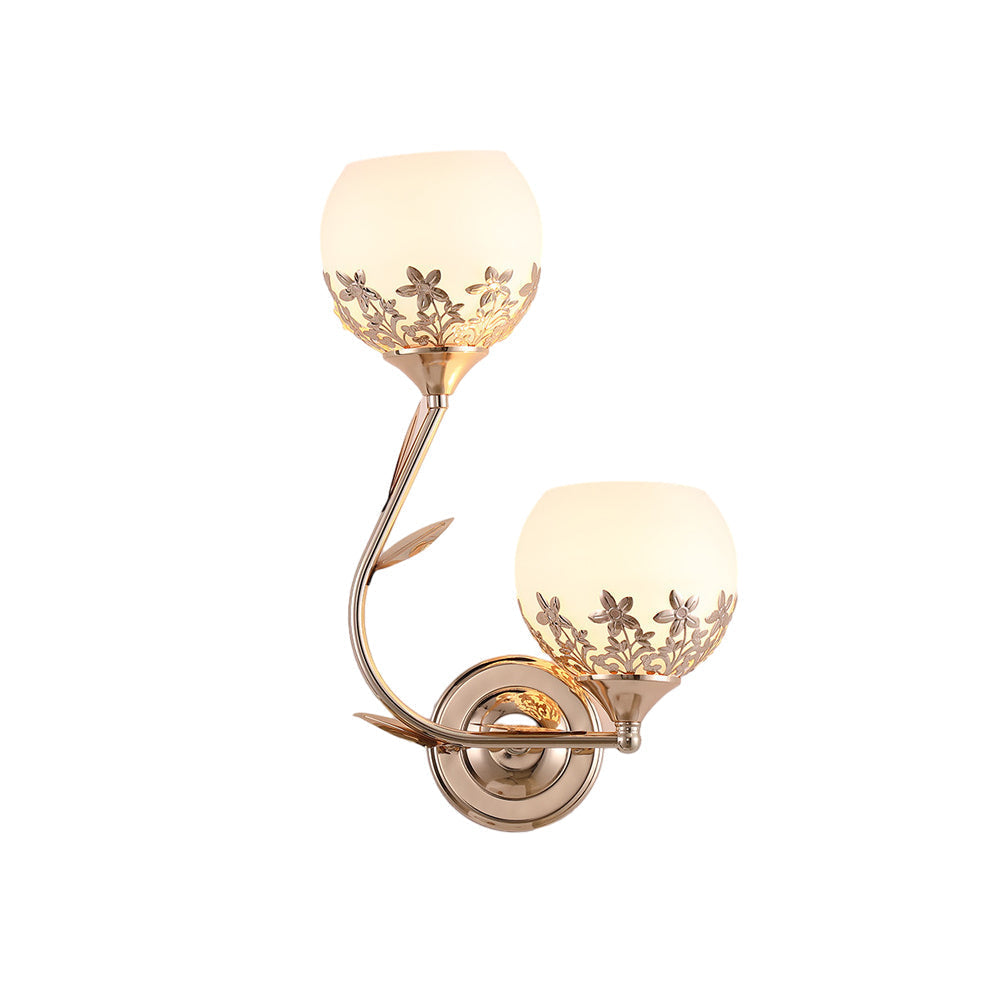 2 Light Glass Flower Led Simple European Style Wall Sconces Lighting