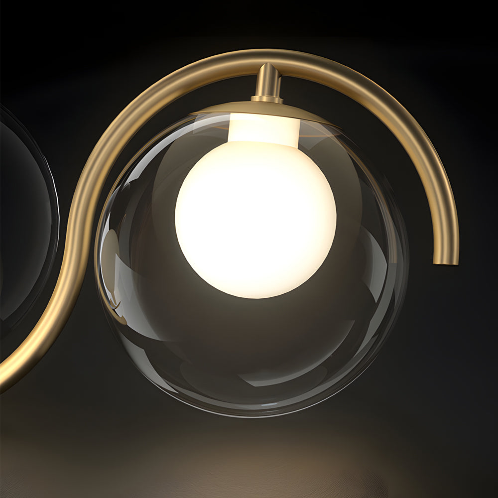 3 5 Light Wavy Linear Island Light With Ball Glass Shade For Dining Room