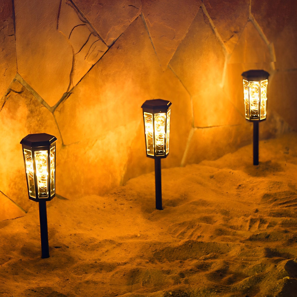 Hexagonal Solar LED Lawn Lights with Motion Sensor, Set of 2
