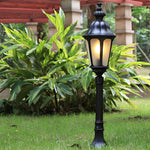 European-Style LED Pathway Lamp Post in Black for Garden and Courtyard