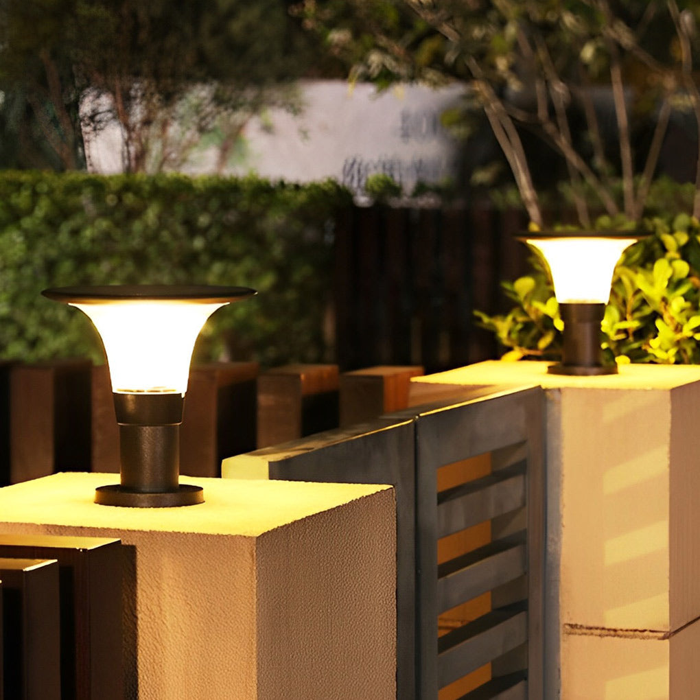 Round Black Solar Fence Post Light Ha082917