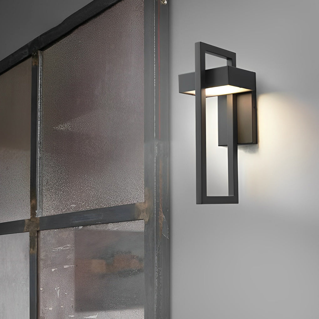 Rectangular Black Outdoor Wall Lamp Ha077342
