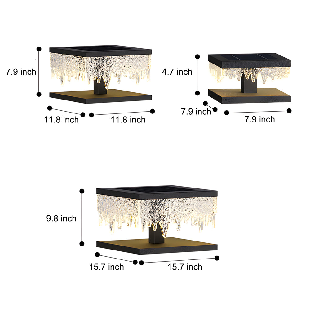 Waterproof Square Creative Led Black Modern Solar Fence Post Lights