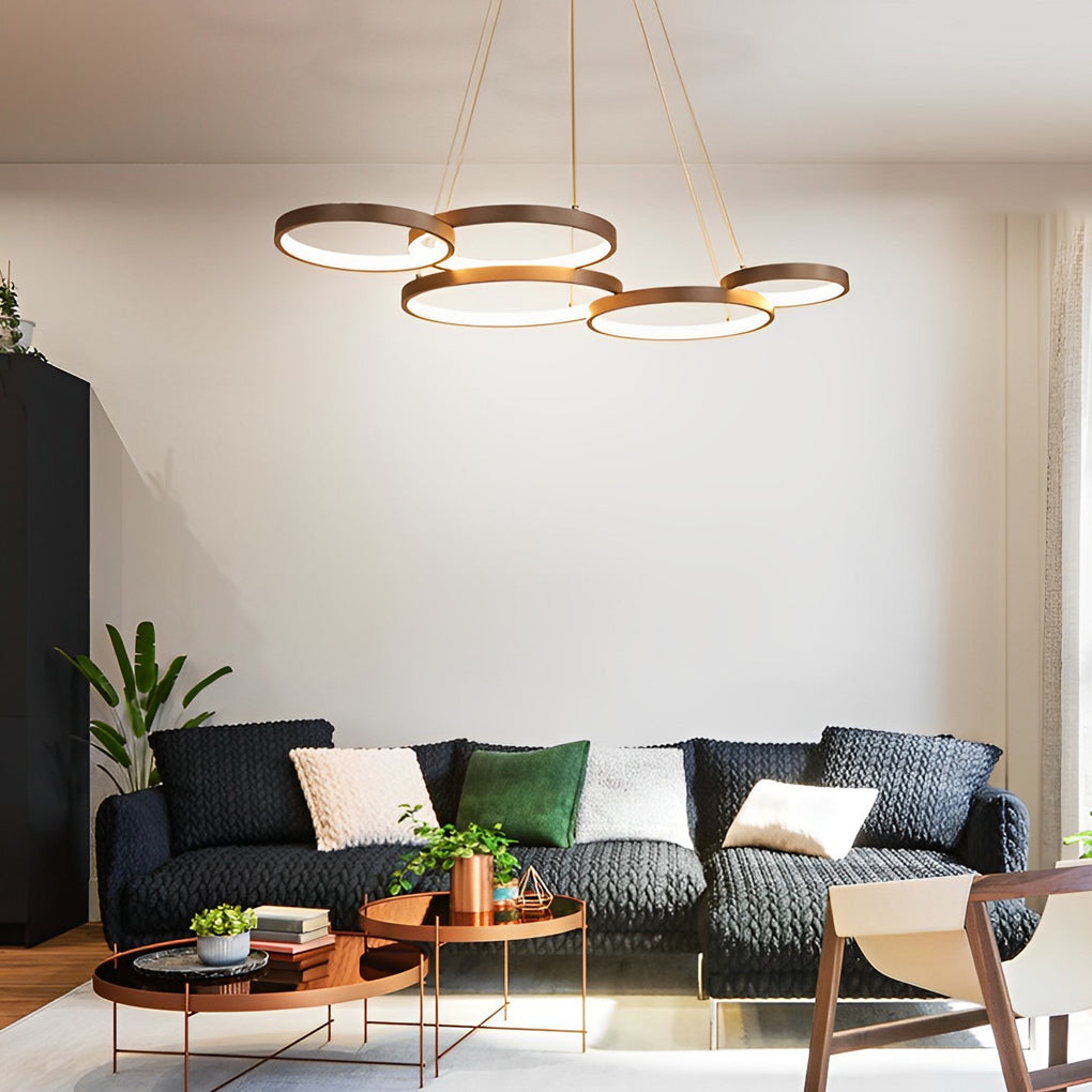 Aurelia Triple Ring LED Chandelier with Remote Dimmable Lighting