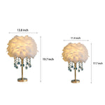Led Feather Table Lamp With Ambient Crystal Tassels Lighting