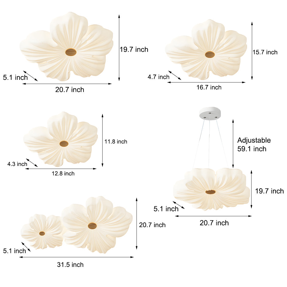 Nordic White Acrylic Flower Bedroom Ceiling Lamp Led 3 Step Dimming