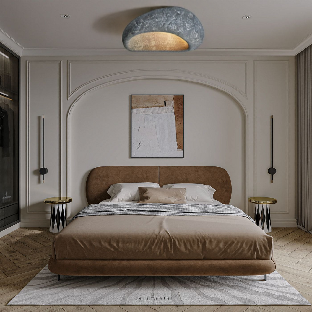 Moon Shaped Flushmount Ceiling Light