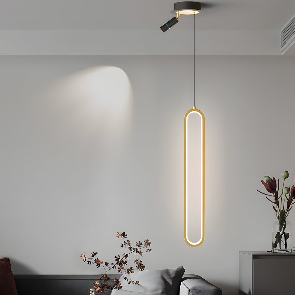 Oval Aluminum Led 3 Step Dimming Modern Pendant Lights With Spotlights