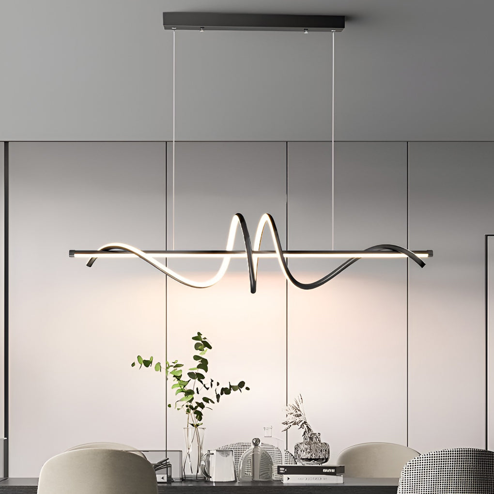 Nordic LED Linear Chandelier with Stepless Dimming for Modern Dining and Kitchen Spaces