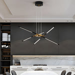 Modern Stepless Dimming Long Strip Sputnik Led Chandelier Gold Black Gold