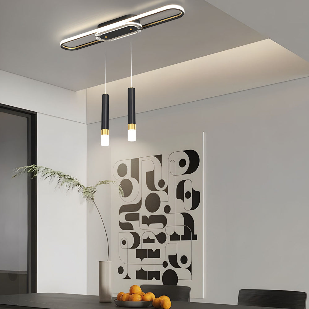 Long Circular Three Step Dimming Led Modern Ceiling Light Fixture Hanging Lamp