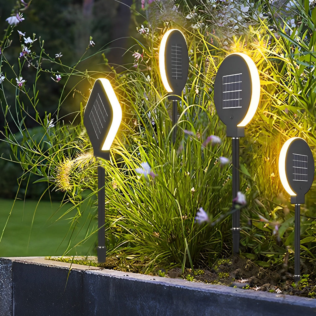 Modern Circular Black Solar LED Lawn Light for Garden Pathways