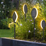 Modern Circular Black Solar LED Lawn Light for Garden Pathways