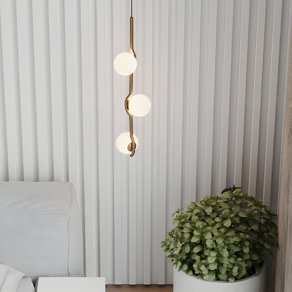 Modern Linear Glass Ball Pendant Light With 3 4 6 Light Black Gold