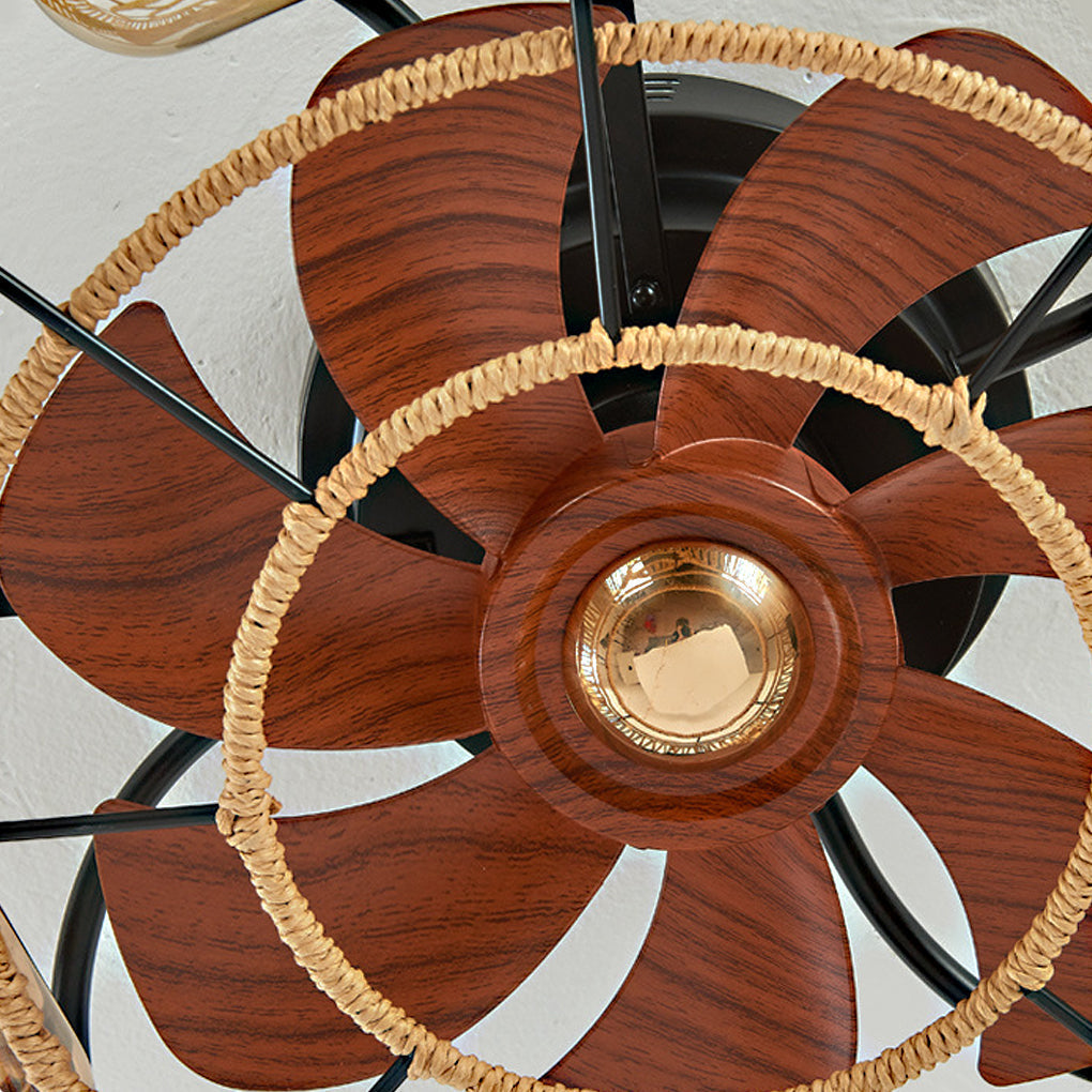 Rattan Industrial Style Ceiling Fan Lamp Ha079284