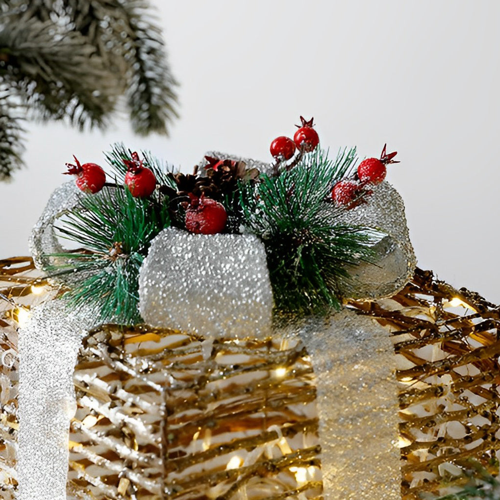 Set of 3 Festive Gift Box Decorations in Modern Style for Holiday Interiors