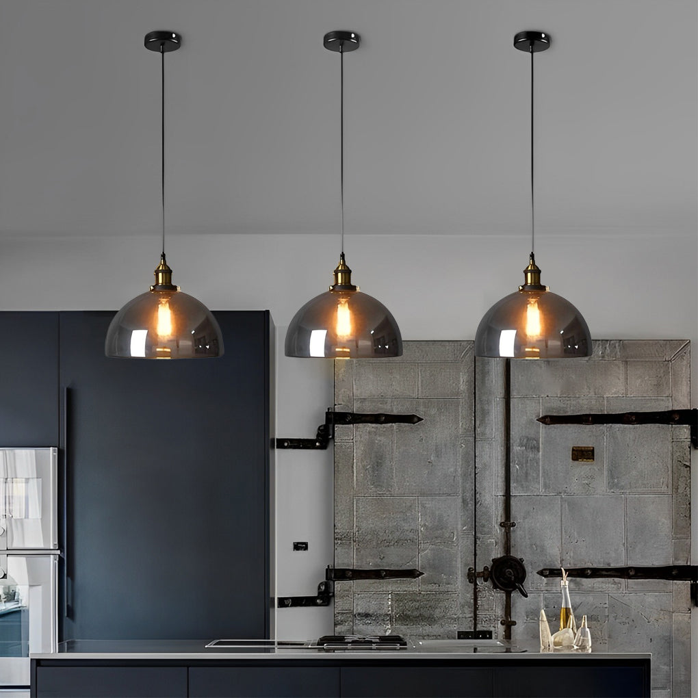 Smoke Gray Industrial Pendant Lamp Ha077613