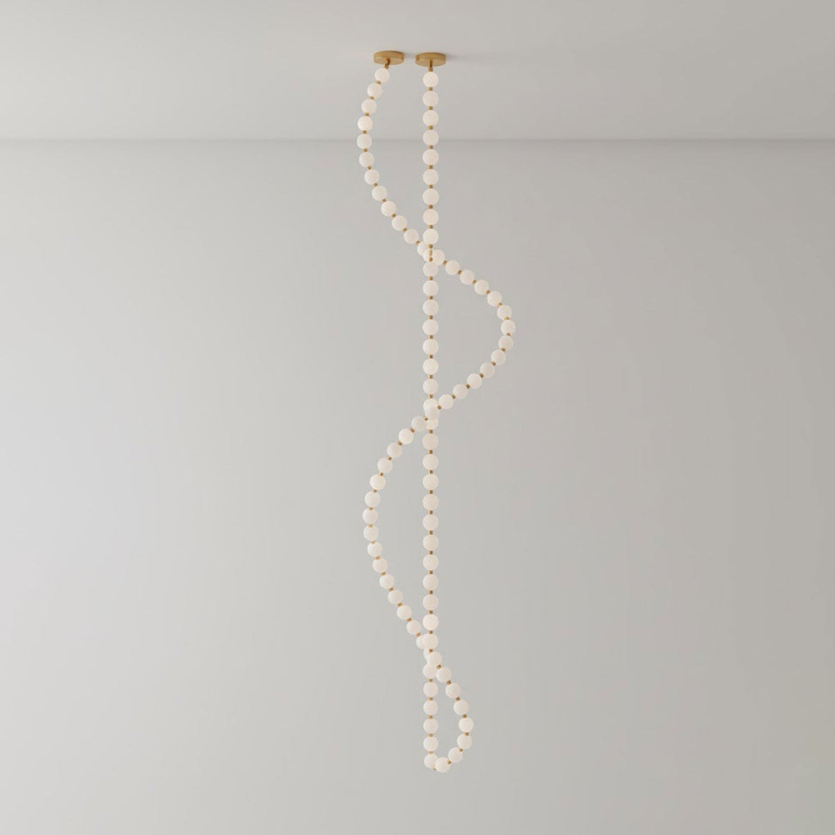 Pearl Necklace Acrylic Ball Chandelier, Modern Gold LED Pendant Light