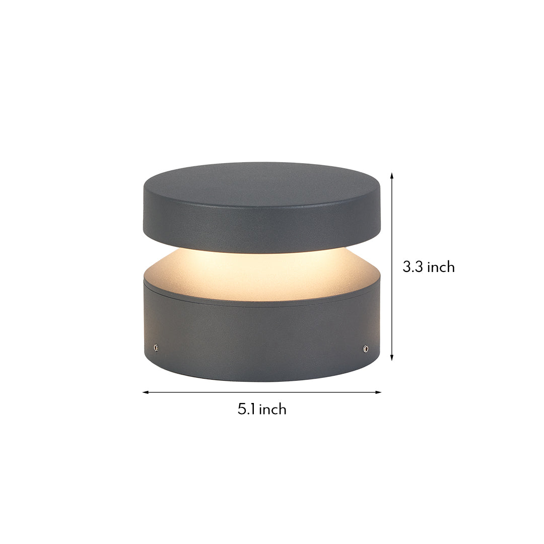 Minimalist LED Bollard Landscape Light in Sand Gray, 12W Warm White 3000K, IP65 Waterproof