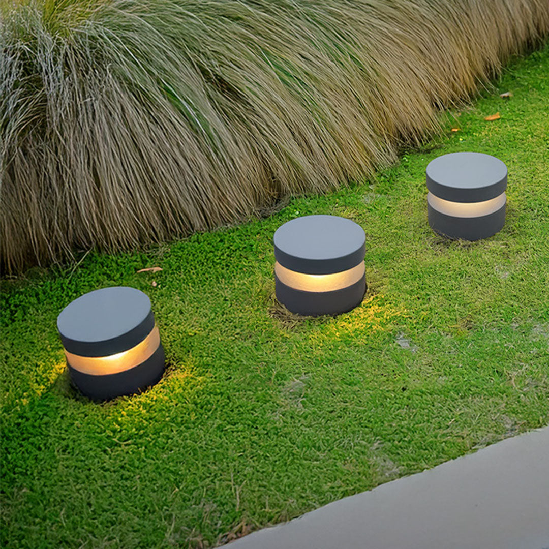 Minimalist LED Bollard Landscape Light in Sand Gray, 12W Warm White 3000K, IP65 Waterproof