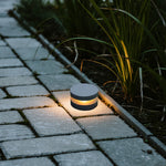 Minimalist LED Bollard Landscape Light in Sand Gray, 12W Warm White 3000K, IP65 Waterproof