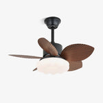 Palm Bloom Designer Ceiling Fan Light with LED, Wood Blades & Frosted Glass