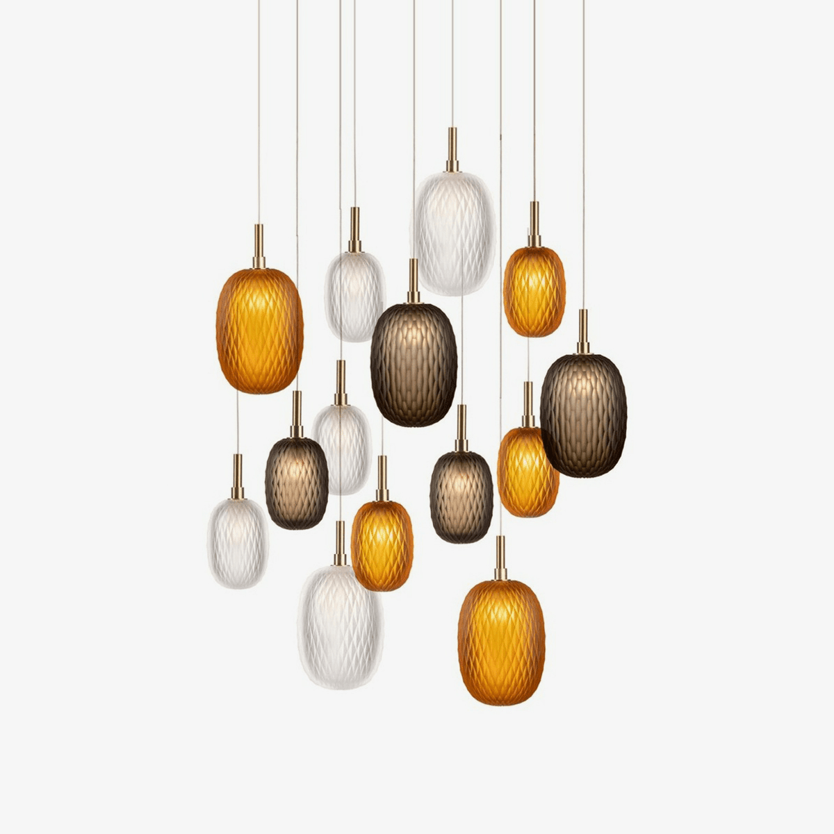 Chromatic Gem Drop Chandelier – Modern Glass Pendant Light for Dining Room and Living Room