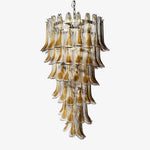 Marigold Glass Chandelier – Cascading Amber Petal Pendant Light for Dining Room & Entryway