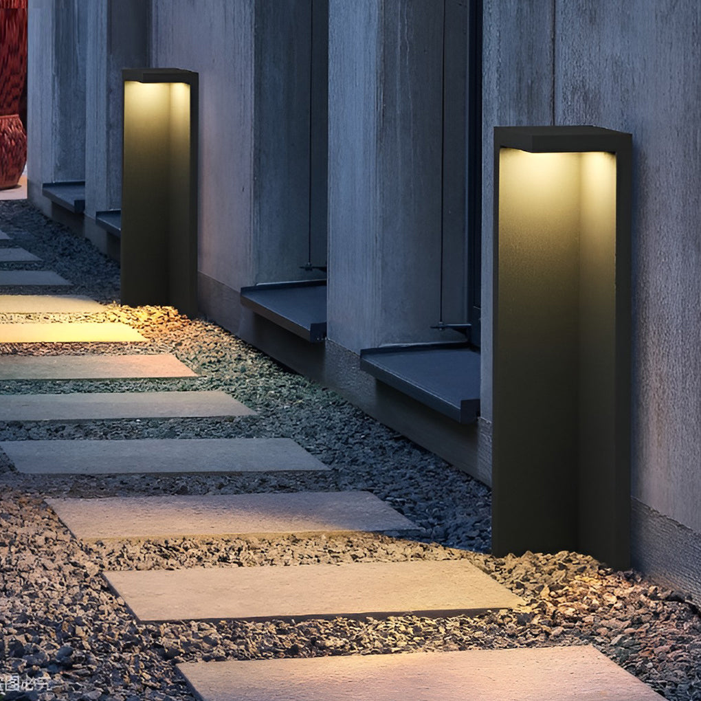 Modern Outdoor Path Light with Half-Cut Rectangular Design in Gray, LED 4.5W, IP54 Waterproof