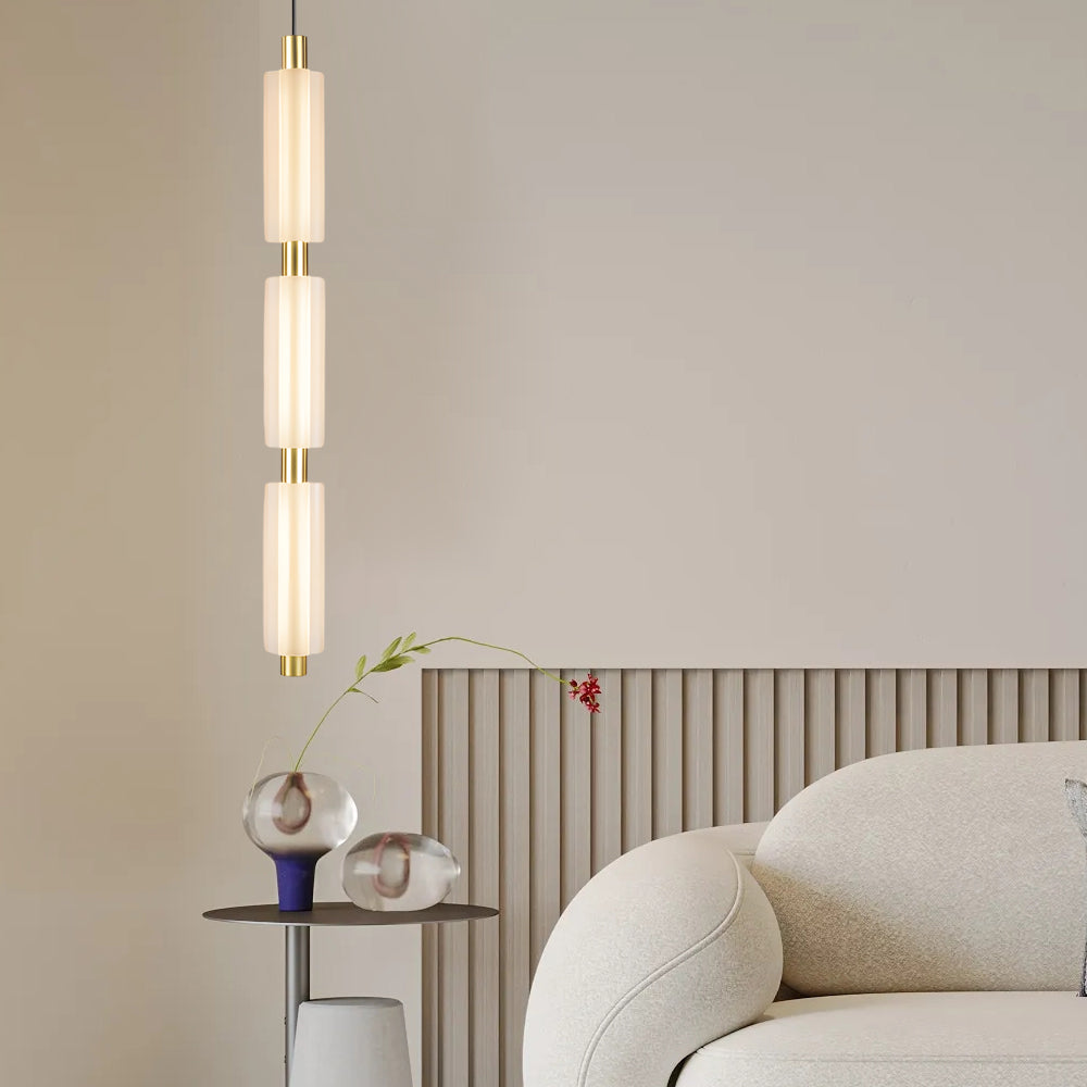1 2 3 Heads Acrylic Cylinder Pendant Lights Modern Hanging Lamp In Gold Black