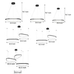 Black 1 2 3 Light Triangle Ring Chandelier