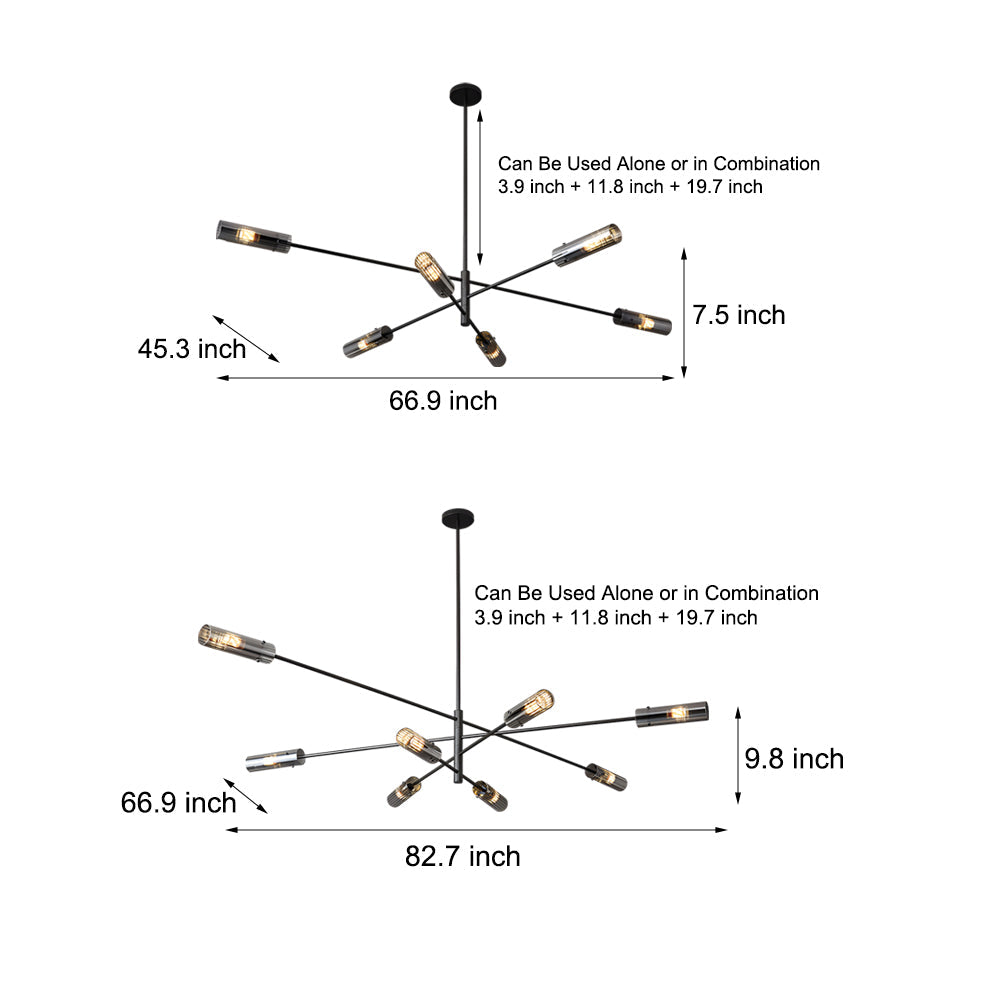 Industrial Sputnik Chandelier Copper Linear Pendant Lights 6 8 Light