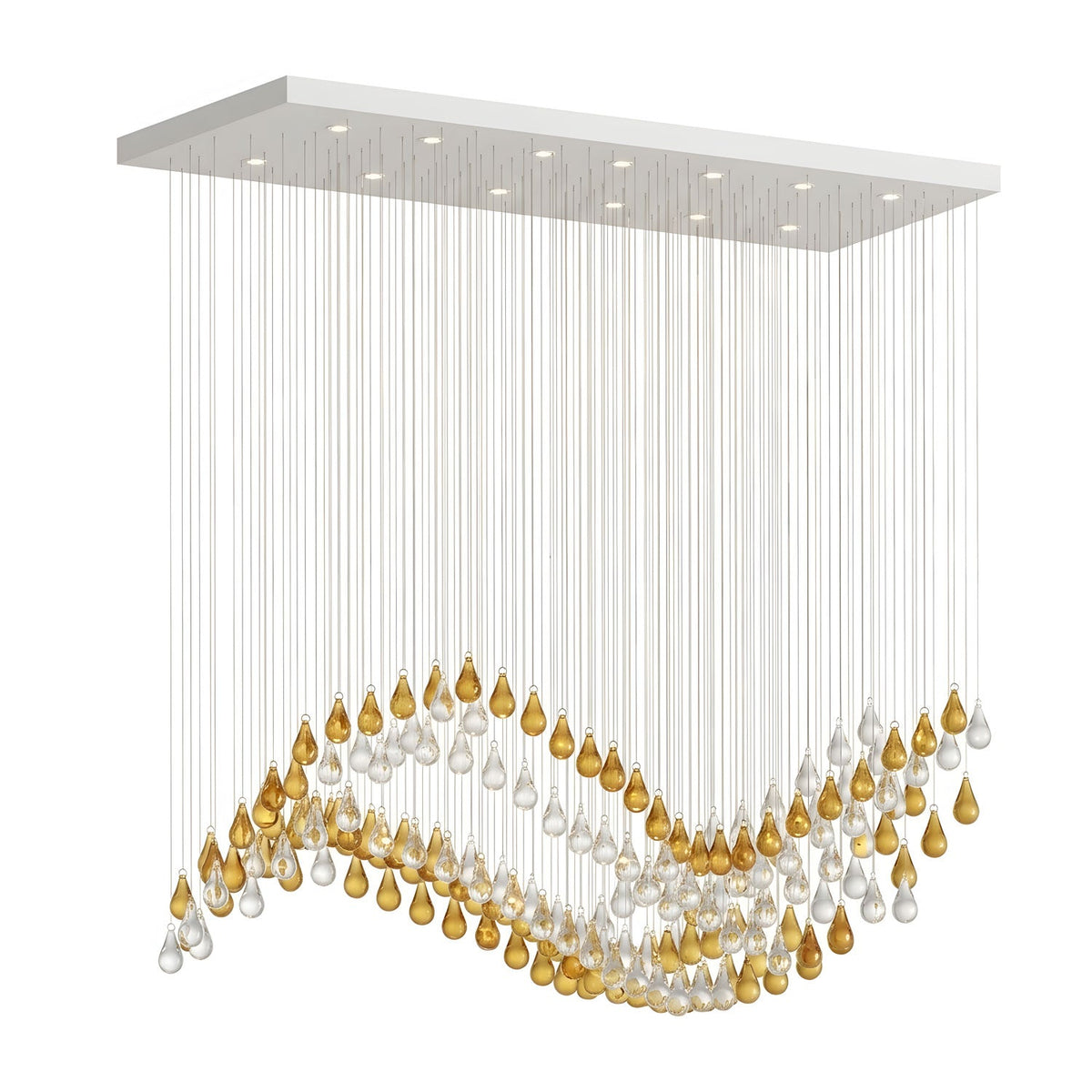 Droplets Sculpture Chandelier – Modern Glass Pendant Light for Dining Room and Living Room