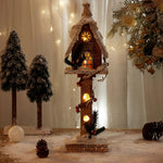Artisan Wooden Christmas Village Houses with Warm Glow