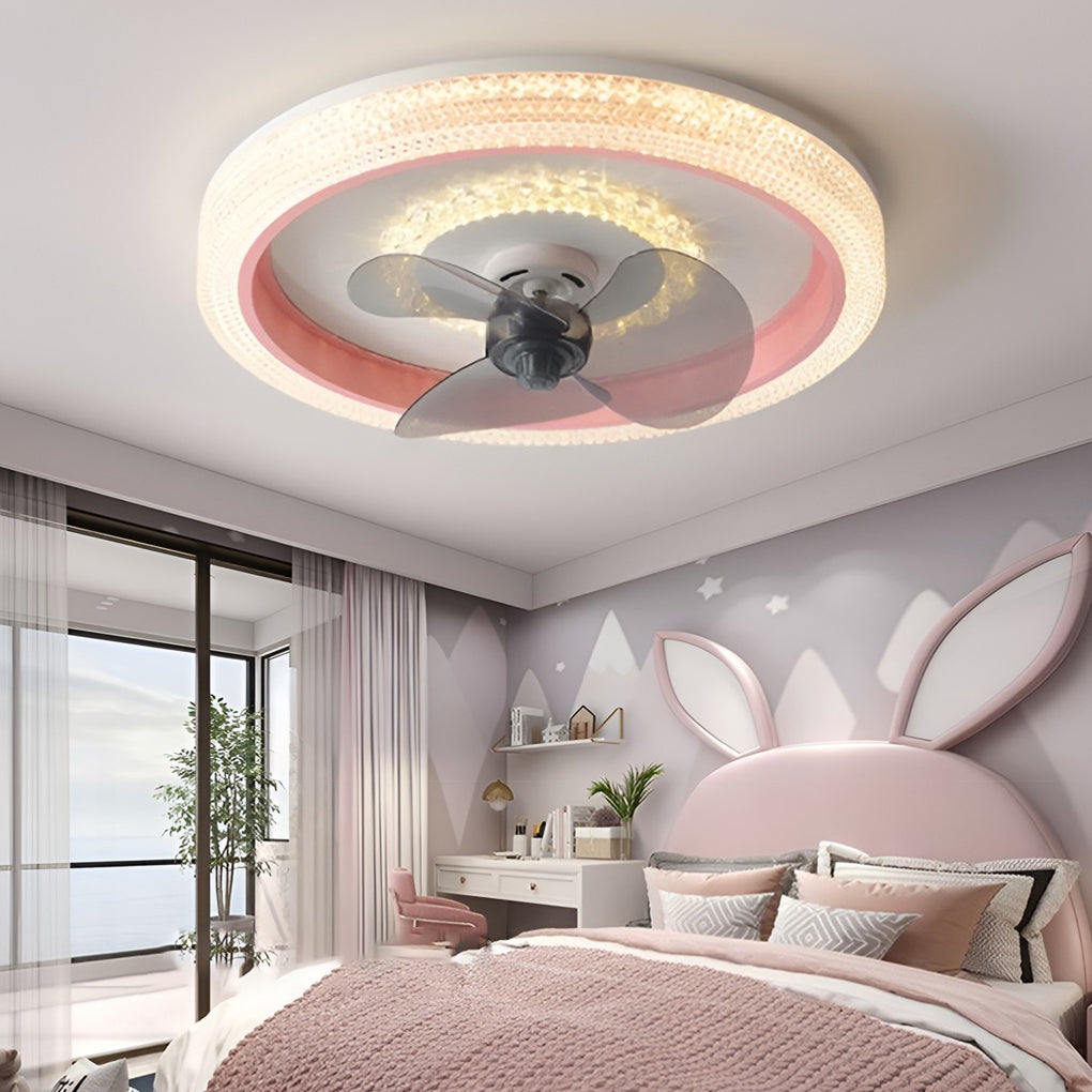 Round Muted 360 Rotatable Stepless Dimming Led Modern Ceiling Fan Light