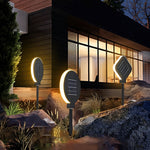 Modern Circular Black Solar LED Lawn Light for Garden Pathways