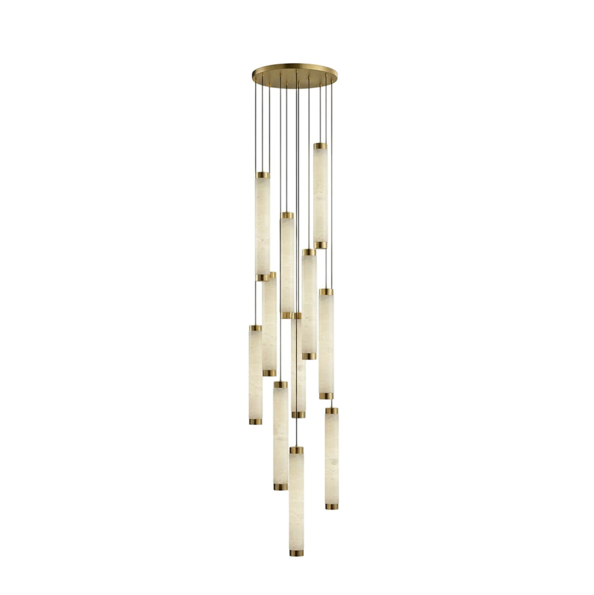 Aria Alabaster Pendant Light – Modern Brass LED Chandelier for Dining Room & Foyer
