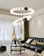 Celestial Bead Ring Chandelier – Modern LED Pendant for Dining and Living Spaces