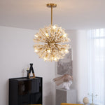 Dickinson Crystal Chandelier — Modern Gold Starburst Pendant Light for Dining Room and Foyer