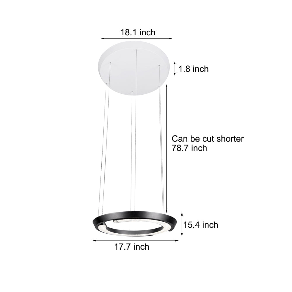 Modern Led Ring Shaped Pendant Light With Acrylic Shades For Living Room