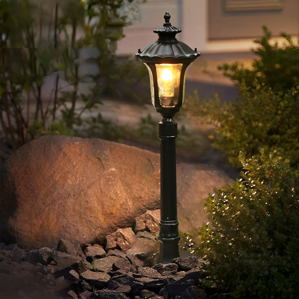 Classic Black LED Outdoor Post Light with Water Glass Lens