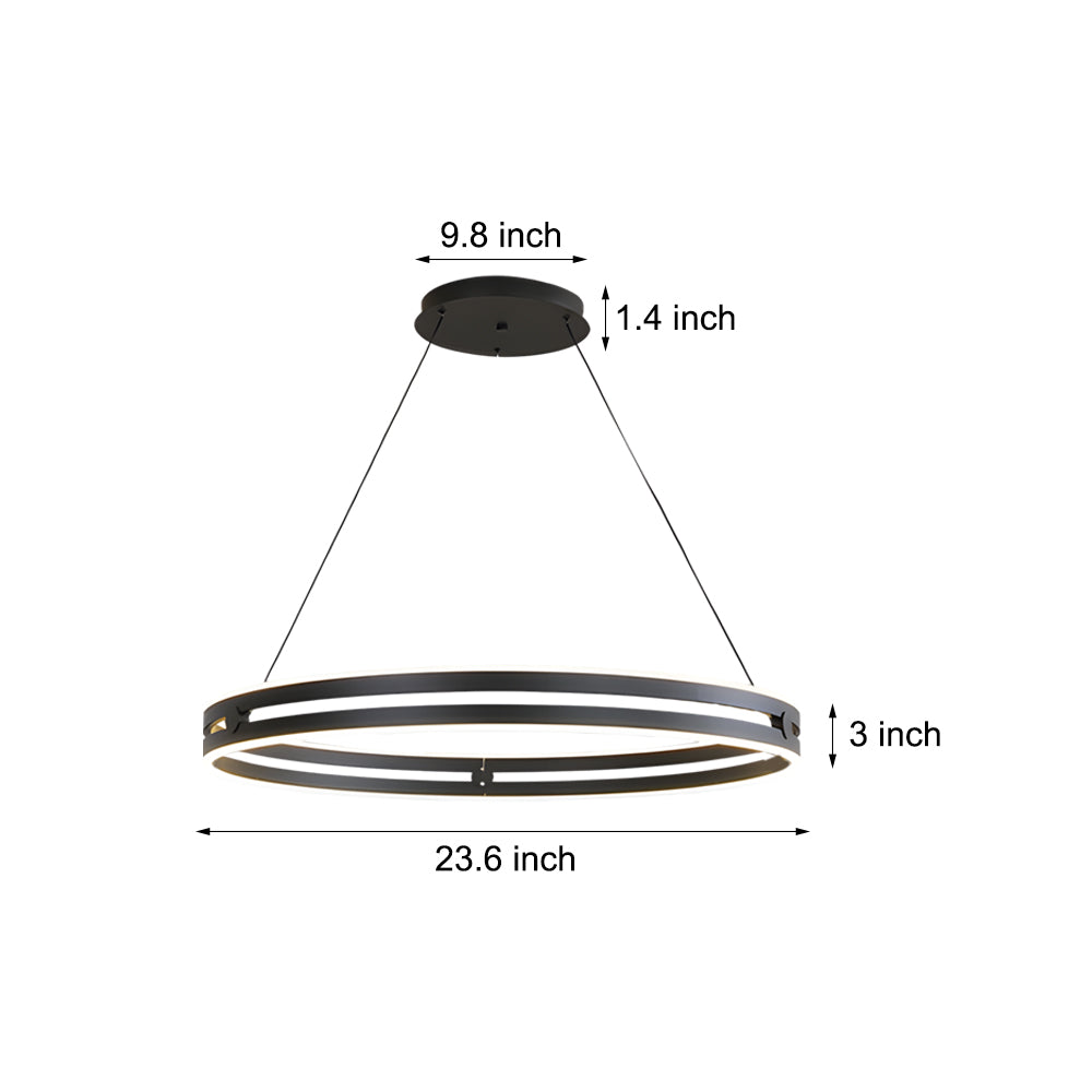 23 In Double Wheel Chandelier Modern Led Pendant Light Black Gold Brown