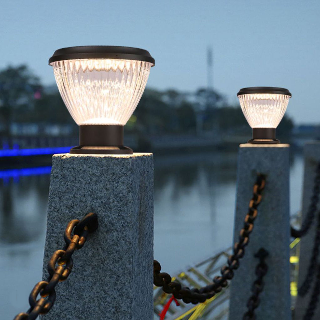 Architectural Solar Post Cap & Reed Garden Stake Lighting Set