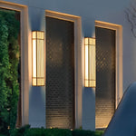Outdoor Wall Light with Vertical Stripe Grid in Brown