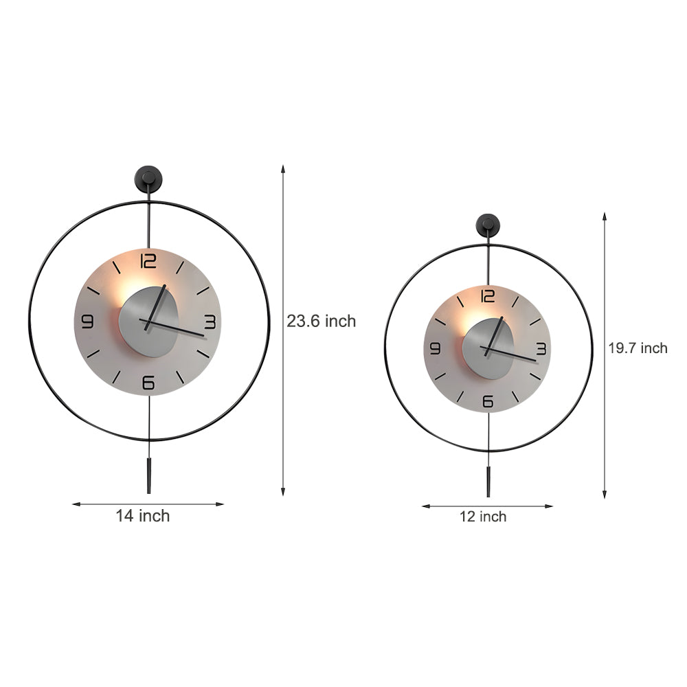 Battery Operated Round Led Hanging Metal Wall Clock