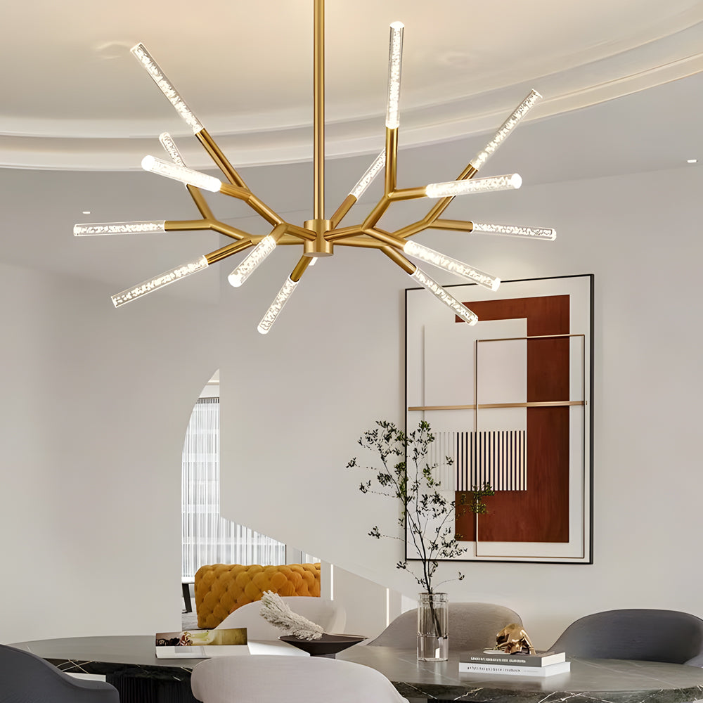 Unique Acrylic Branches Led Minimalist Lines Postmodern Chandelier Lamp